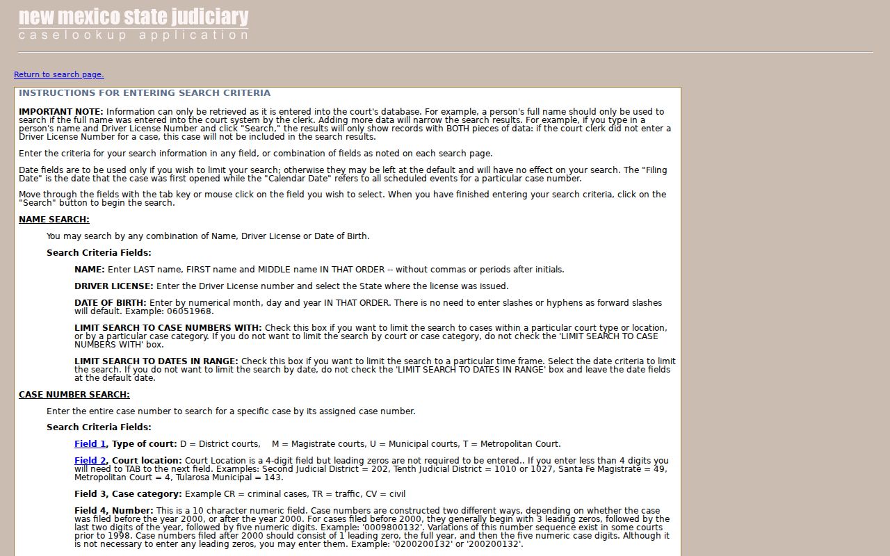 San Juan County case lookup official case number and search instruction page