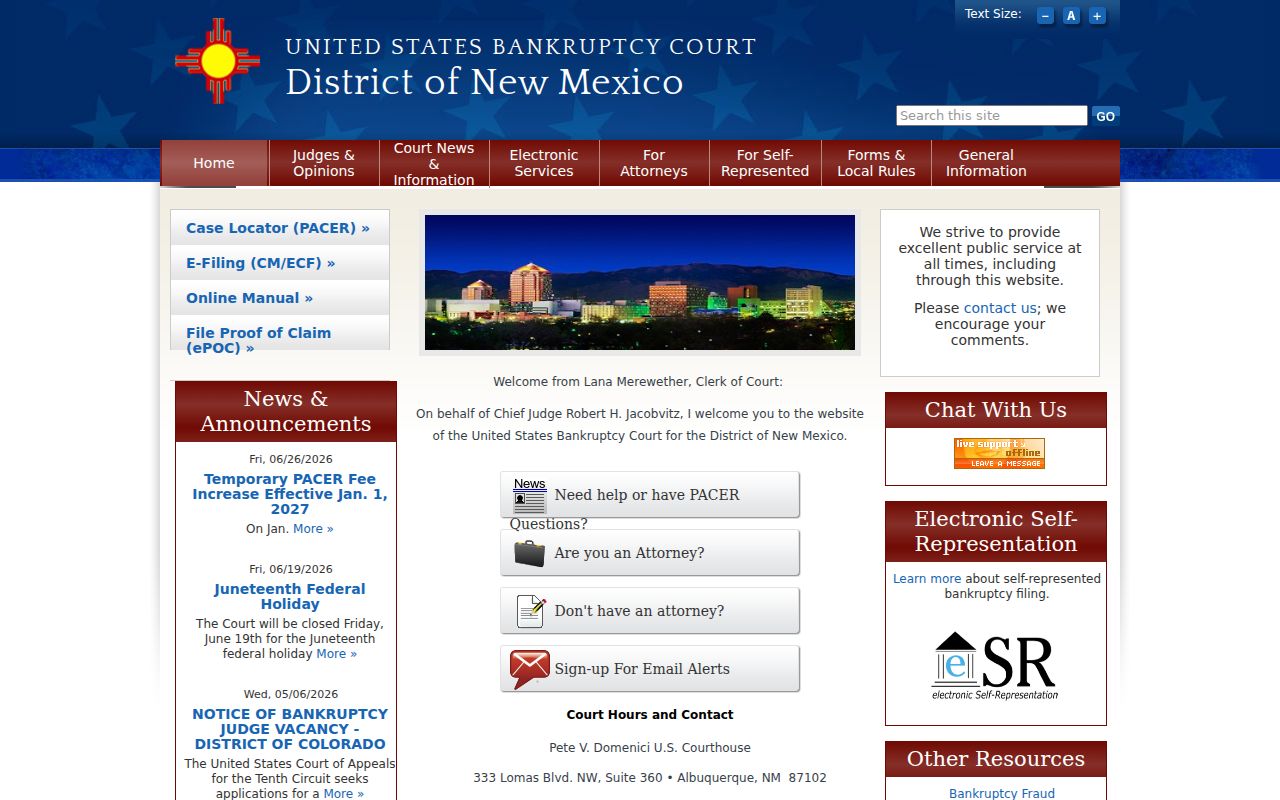 San Juan County court docket New Mexico bankruptcy court page