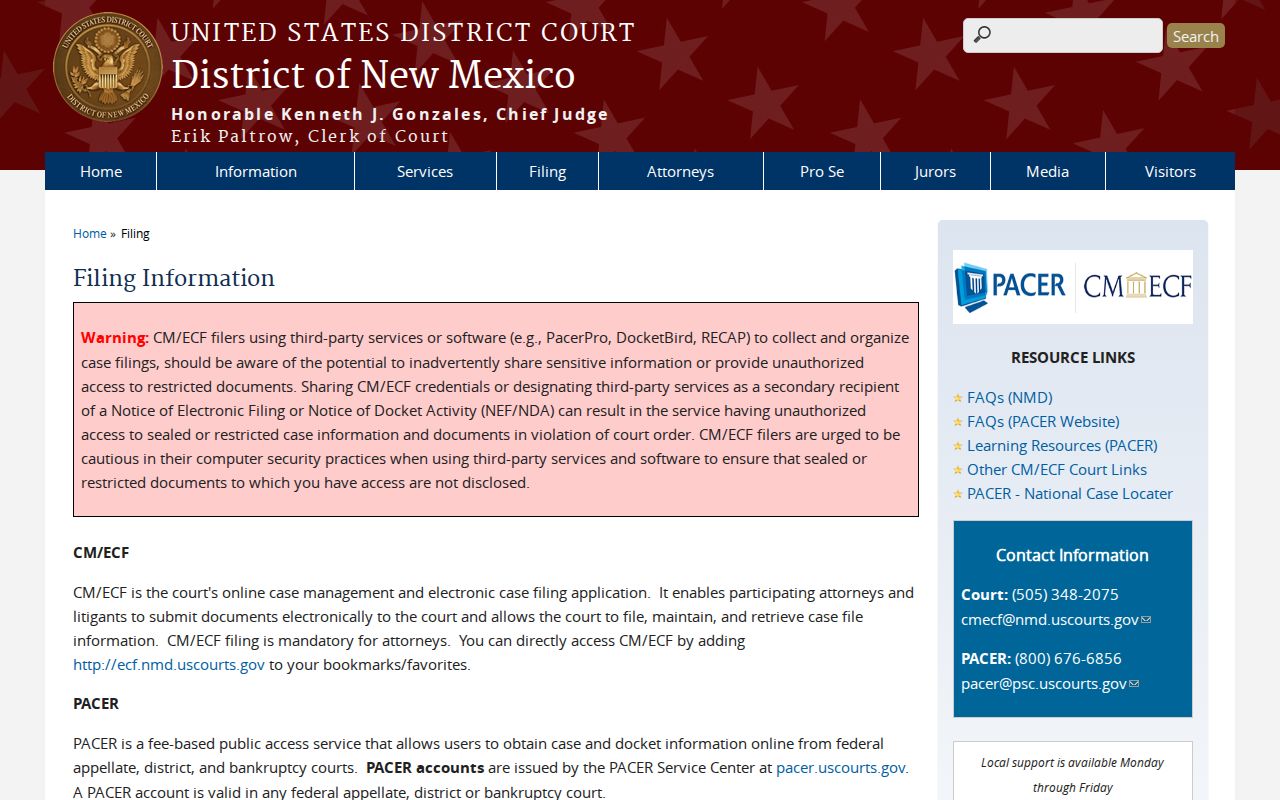 San Juan County court docket federal CM ECF filing information